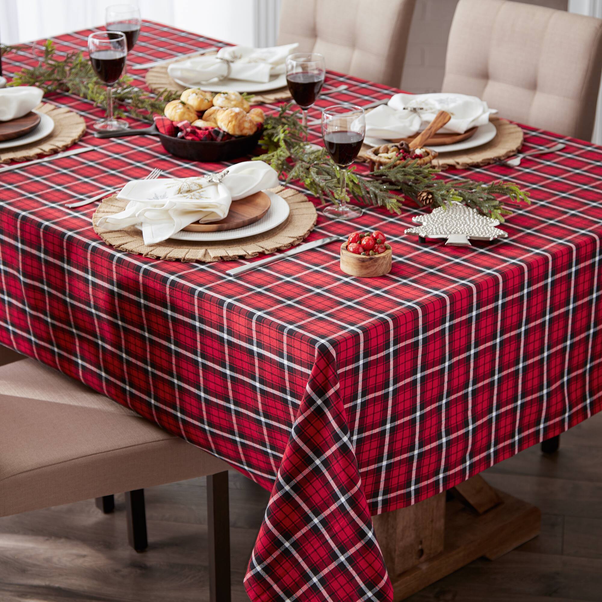 DII® 120" Glad Tidings Plaid Tablecloth